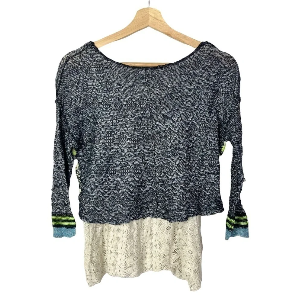 Free People‎ Blue Striped Layered Two Piece Sweater S